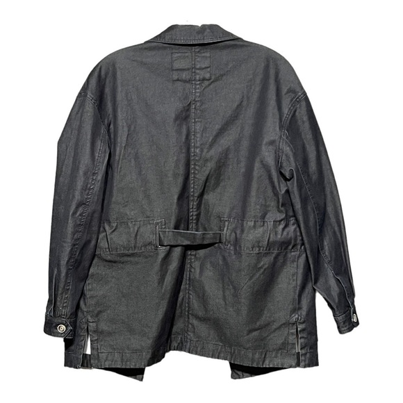 Massimo Dutti Travel Jacket Black Chambray Denim Full Zip Belted Small - Picture 2 of 11